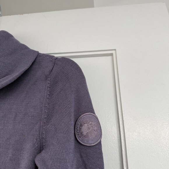 Canada Goose 1/4 Zip Sweater Double Layer Collar Merino Wool Open Knit Sz M - Picture 4 of 9